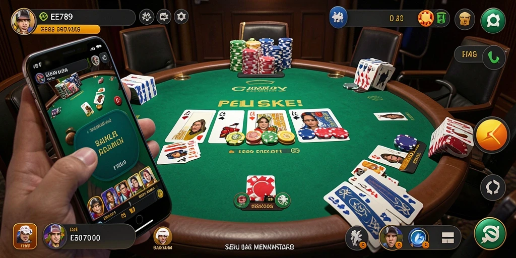 Tampilan menarik dari permainan Poker EE789 dengan pemain yang kompetitif.