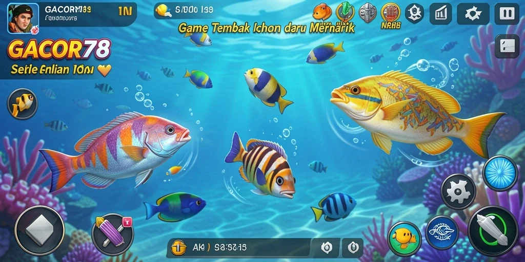 Screenshot gameplay GACOR78 menampilkan aksi seru berburu ikan.
