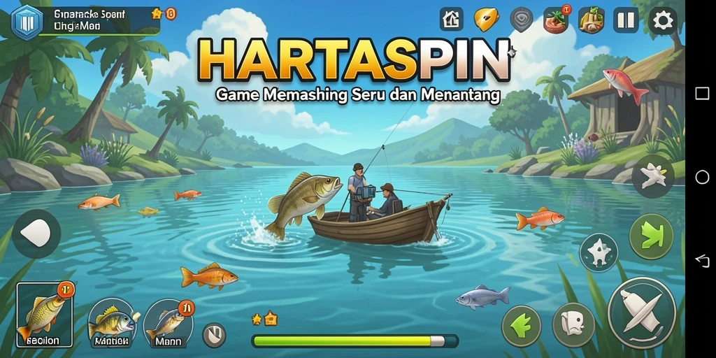 Gameplay menarik HARTASPIN saat menangkap ikan.