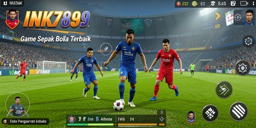 Tampilan gameplay seru dari INK789 dengan aksi pertandingan sepak bola.