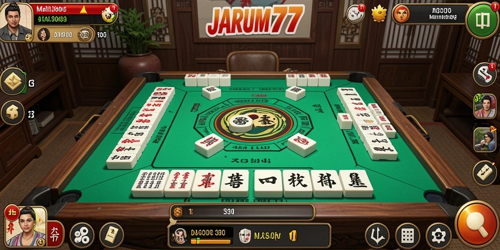 Screenshot JARUM77 menunjukkan gameplay Mahjong yang seru dan menantang.