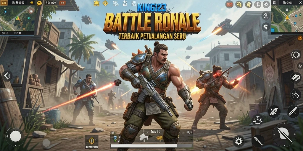 Screenshot KING123 menampilkan aksi menegangkan di arena Battle Royale.