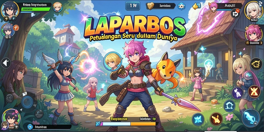 Tampilan gameplay seru dengan karakter anime yang menarik.