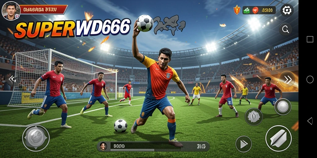 Screenshot gameplay SUPERWD666 menampilkan aksi seru dalam pertandingan olahraga.