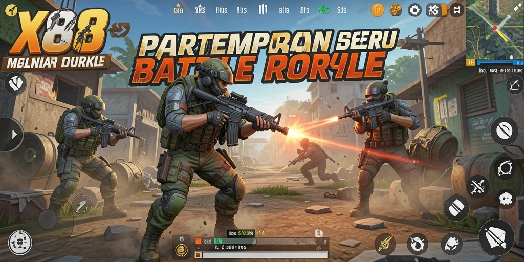 Screenshot menampilkan aksi seru pemain dalam pertempuran Battle Royale.